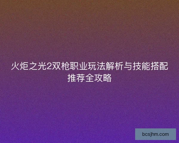 火炬之光2双枪职业玩法解析与技能搭配推荐全攻略