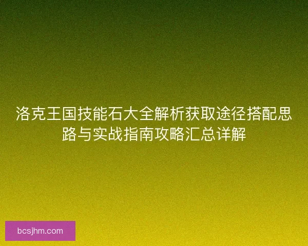 洛克王国技能石大全解析获取途径搭配思路与实战指南攻略汇总详解